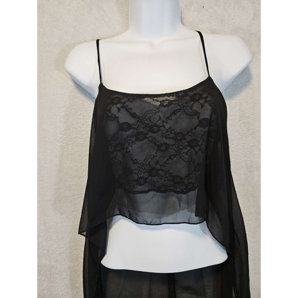 Bui Yah Kah USA Black Lace Sheer Camisole Hi Lo Size XS Racerback
